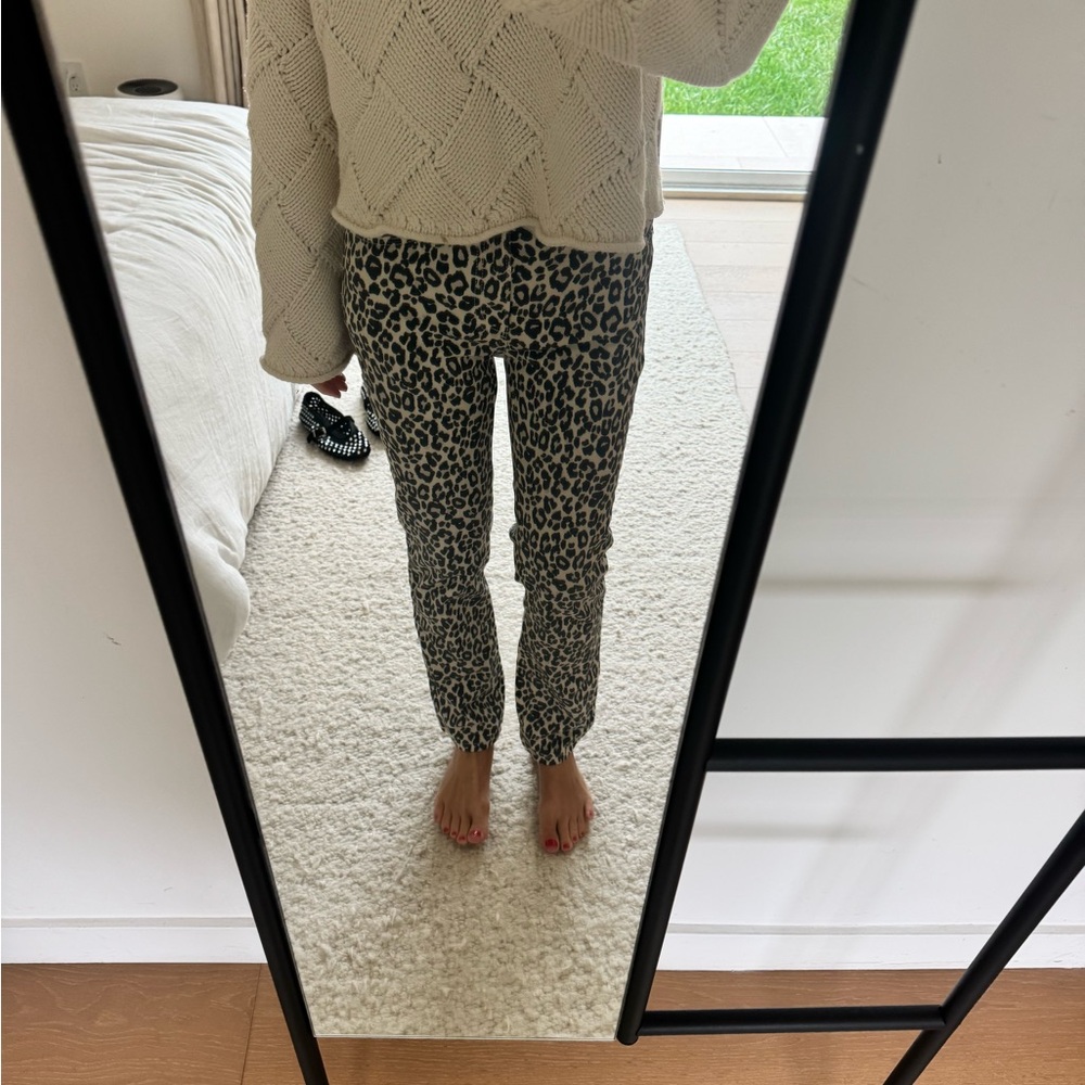 Zara Animal Print Trousers in Black and Cream